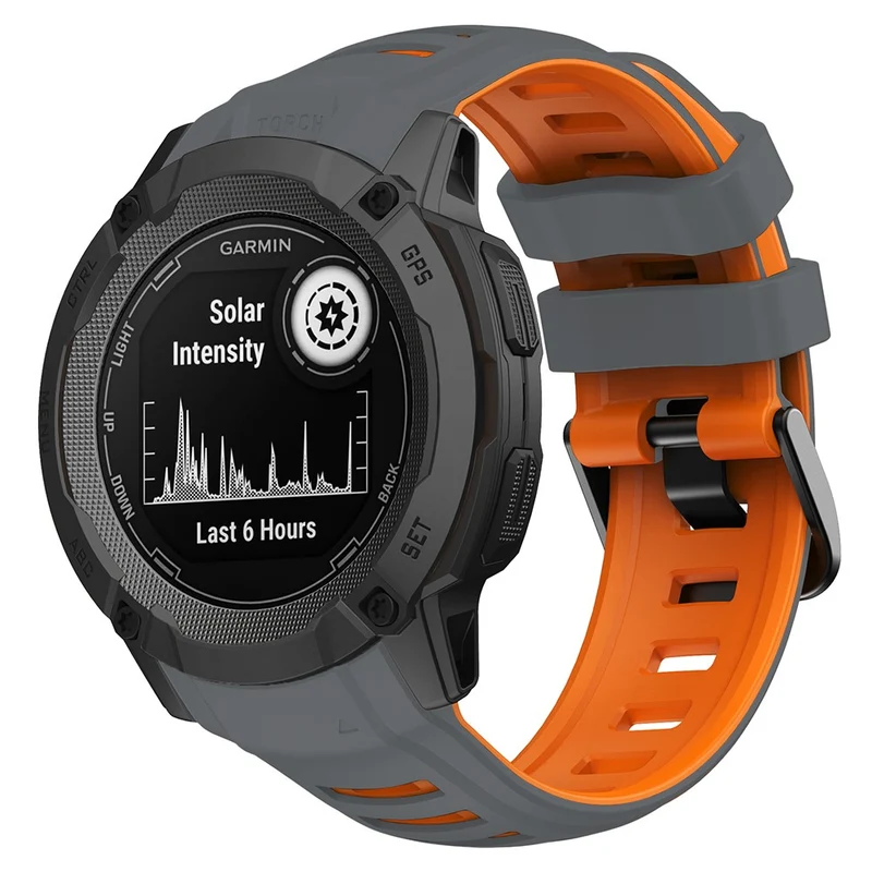 Garmin Instinct 2X Silicone Watch Strap Replacement Wrist Band - Orange+Black