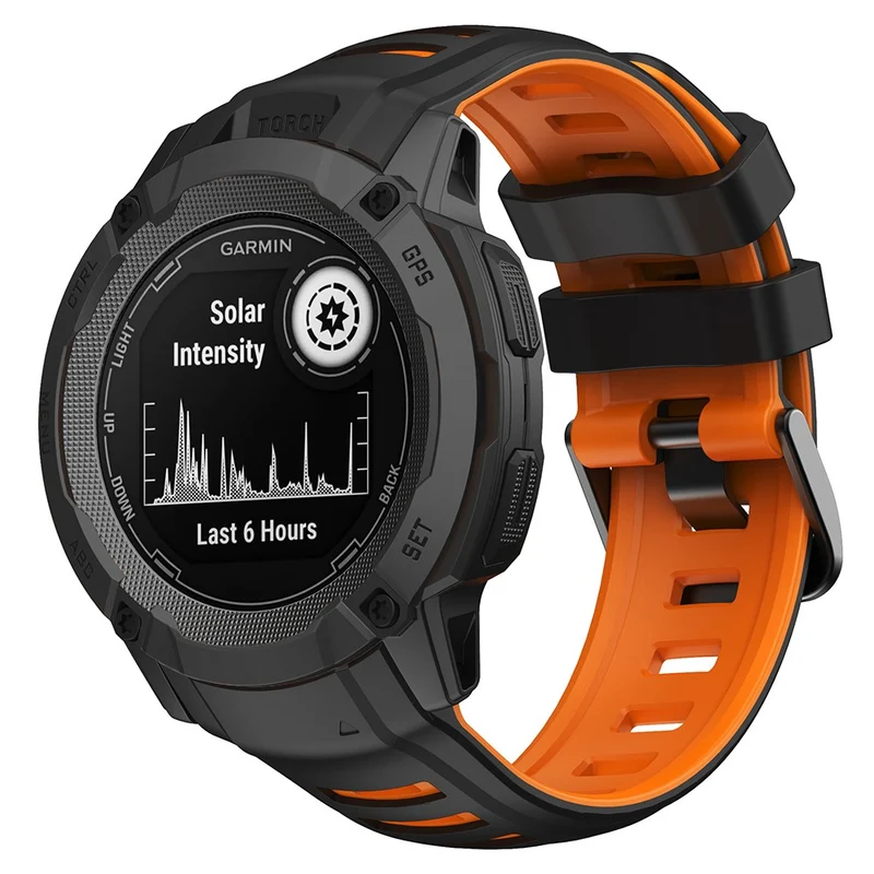 Garmin Instinct 2X Silicone Watch Strap Replacement Wrist Band - Orange+Black