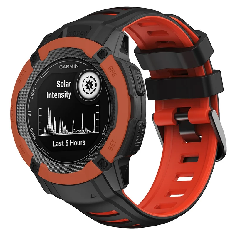 Garmin Instinct 2X Silicone Watch Strap Replacement Wrist Band - Orange+Black