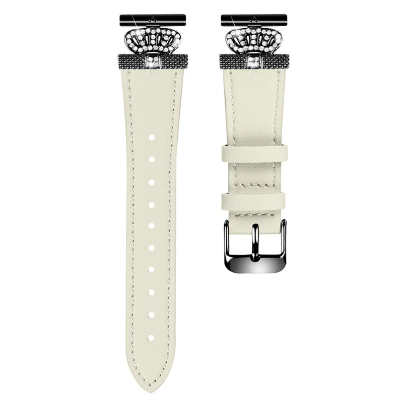 Garmin Forerunner 645 / 645 Music Cowhide Strap with Rhinestone Decor Wrist Band - Apricot