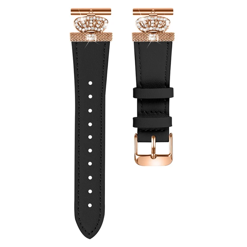 Garmin Forerunner 245 / 245 Music Strap Rhinestone Crown Cowhide Band