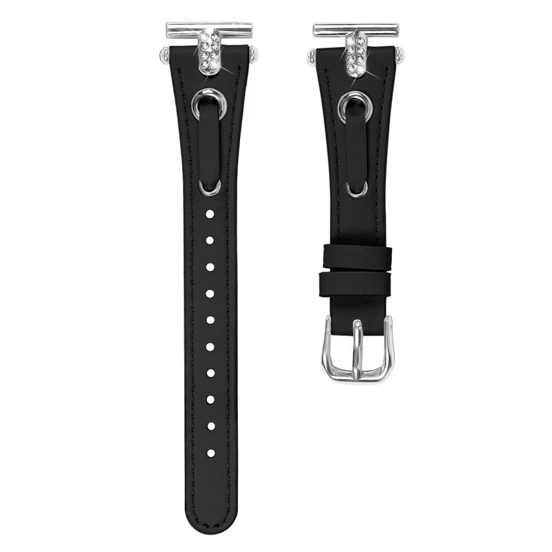 Garmin Forerunner 245 / 245 Music Genuine Cow Leather Watchband Rhinestone Decor Strap
