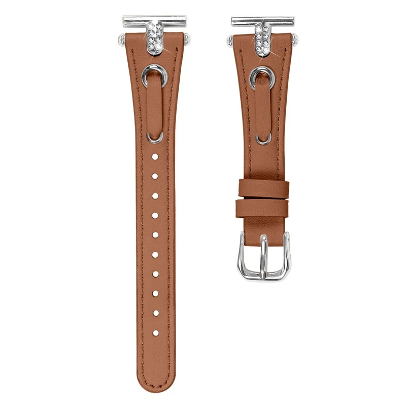 Garmin Forerunner 245 / 245 Music Genuine Cow Leather Watchband Rhinestone Decor Strap