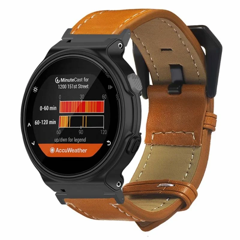 Garmin Forerunner 220 / 230 / 235 / 735XT / 620 / 630 Watch Strap Leather Retro Texture Wristband Strap