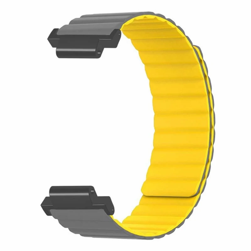 Garmin Forerunner 220 / 230 / 235 / 735XT / 620 / 63 Flexible Strap Magnetic Smartwatch Bands - Grey+Yellow