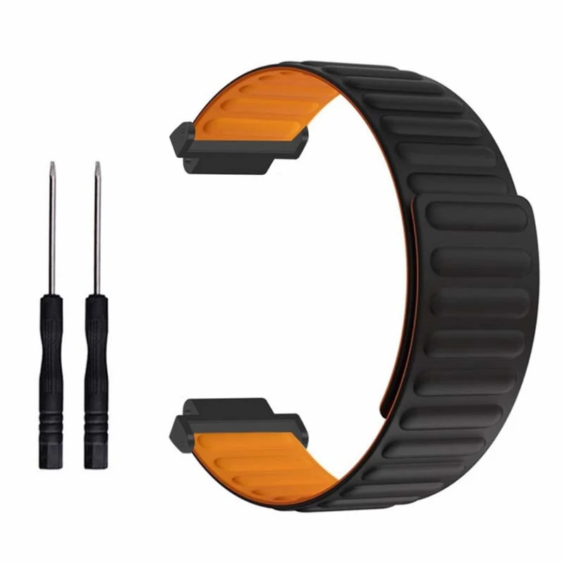 Garmin Forerunner 220 / 230 / 235 / 735XT / 620 / 63 Flexible Strap Magnetic Smartwatch Bands - Grey+Yellow