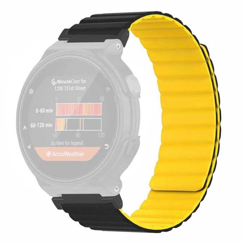 Garmin Forerunner 220 / 230 / 235 / 735XT / 620 / 63 Flexible Strap Magnetic Smartwatch Bands - Grey+Yellow