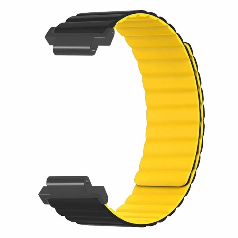 Garmin Forerunner 220 / 230 / 235 / 735XT / 620 / 63 Flexible Strap Magnetic Smartwatch Bands - Grey+Yellow