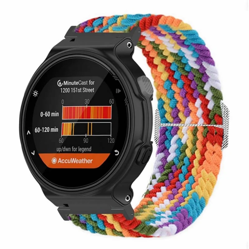 Garmin Forerunner 220 / 230 / 235 / 735XT / 620 / 630 Watch Strap Stretchy Braided Nylon Band