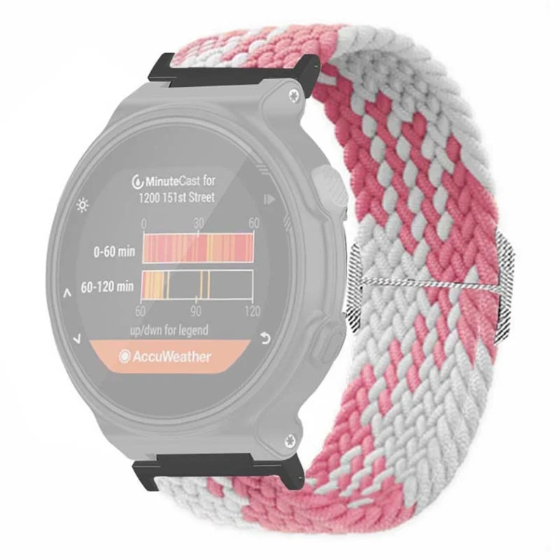 Garmin Forerunner 220 / 230 / 235 / 735XT / 620 / 630 Watch Strap Stretchy Braided Nylon Band