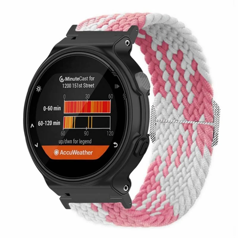 Garmin Forerunner 220 / 230 / 235 / 735XT / 620 / 630 Watch Strap Stretchy Braided Nylon Band