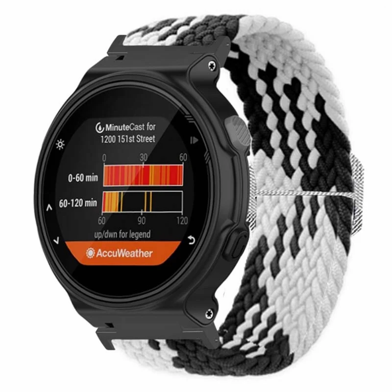 Garmin Forerunner 220 / 230 / 235 / 735XT / 620 / 630 Watch Strap Stretchy Braided Nylon Band