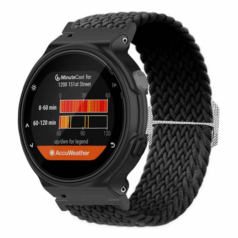 Garmin Forerunner 220 / 230 / 235 / 735XT / 620 / 630 Watch Strap Stretchy Braided Nylon Band