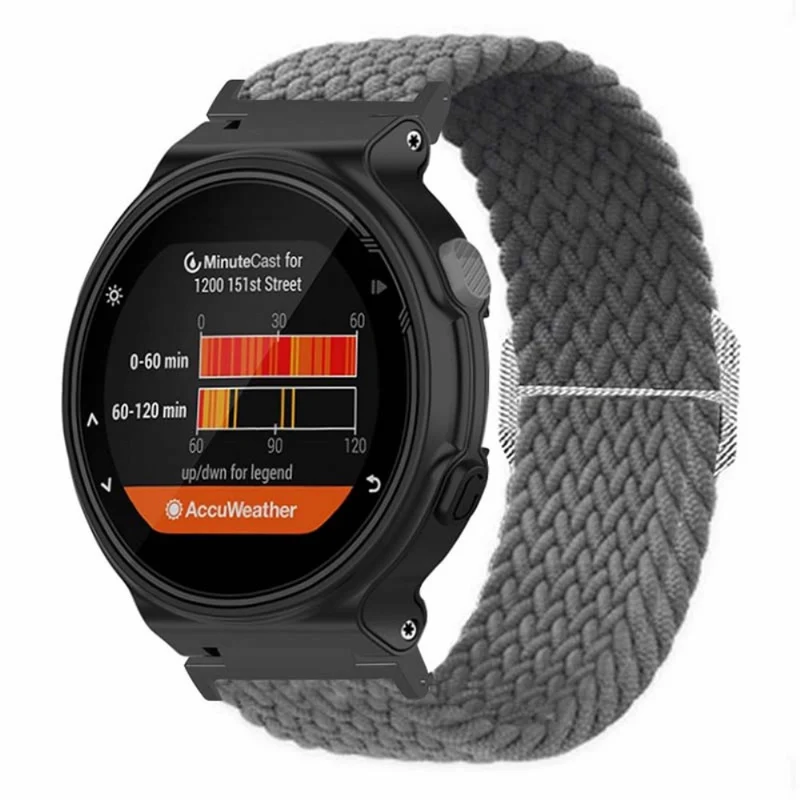 Garmin Forerunner 220 / 230 / 235 / 735XT / 620 / 630 Watch Strap Stretchy Braided Nylon Band