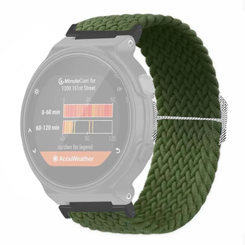 Garmin Forerunner 220 / 230 / 235 / 735XT / 620 / 630 Watch Strap Stretchy Braided Nylon Band