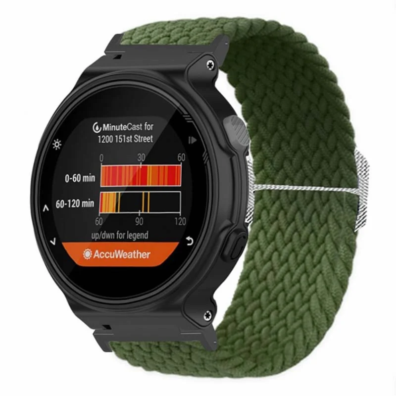 Garmin Forerunner 220 / 230 / 235 / 735XT / 620 / 630 Watch Strap Stretchy Braided Nylon Band