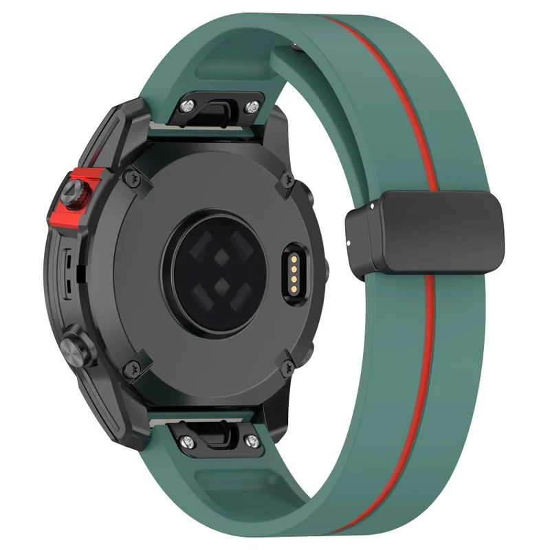 Garmin 26mm Quickfit Universal Watch Band Black Buckle Dual Color Flexible Strap - Army Green+Black