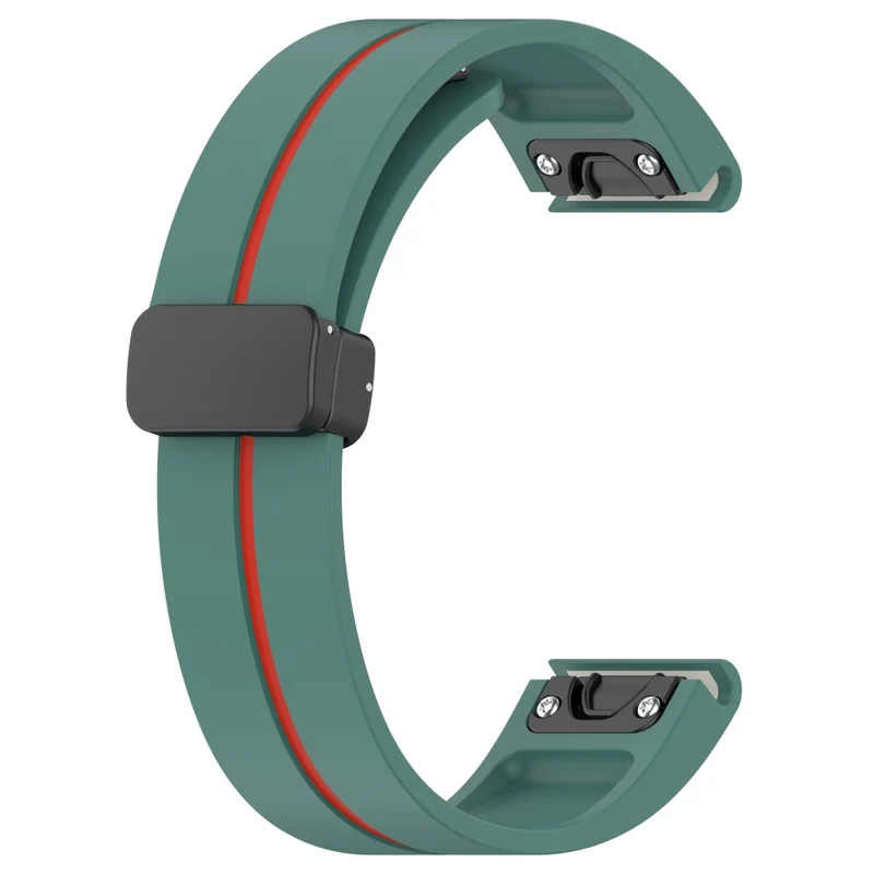 Garmin 26mm Quickfit Universal Watch Band Black Buckle Dual Color Flexible Strap - Army Green+Black
