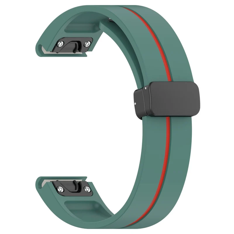 Garmin 26mm Quickfit Universal Watch Band Black Buckle Dual Color Flexible Strap - Army Green+Black