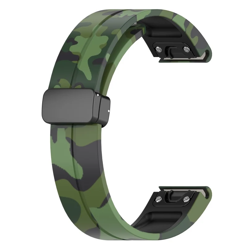 Garmin 26mm Quickfit Universal Black Buckle Watch Band Flexible Strap - Camo Blue