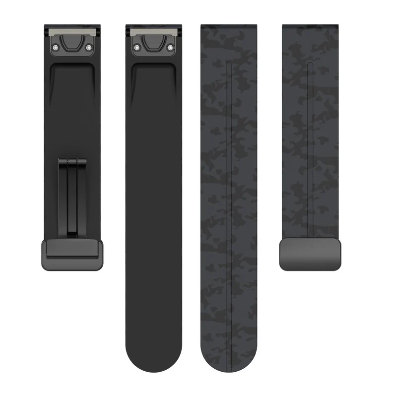 Garmin 26mm Quickfit Universal Black Buckle Watch Band Flexible Strap - Camo Blue