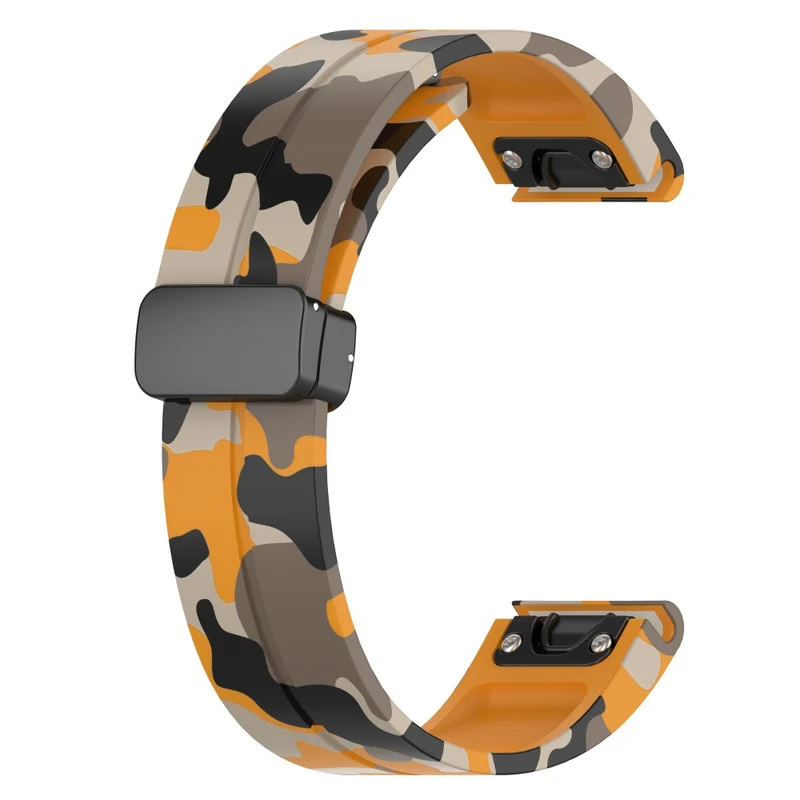 Garmin 26mm Quickfit Universal Black Buckle Watch Band Flexible Strap - Camo Blue