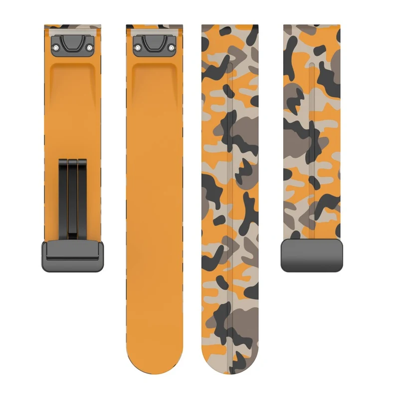 Garmin 26mm Quickfit Universal Black Buckle Watch Band Flexible Strap - Camo Blue