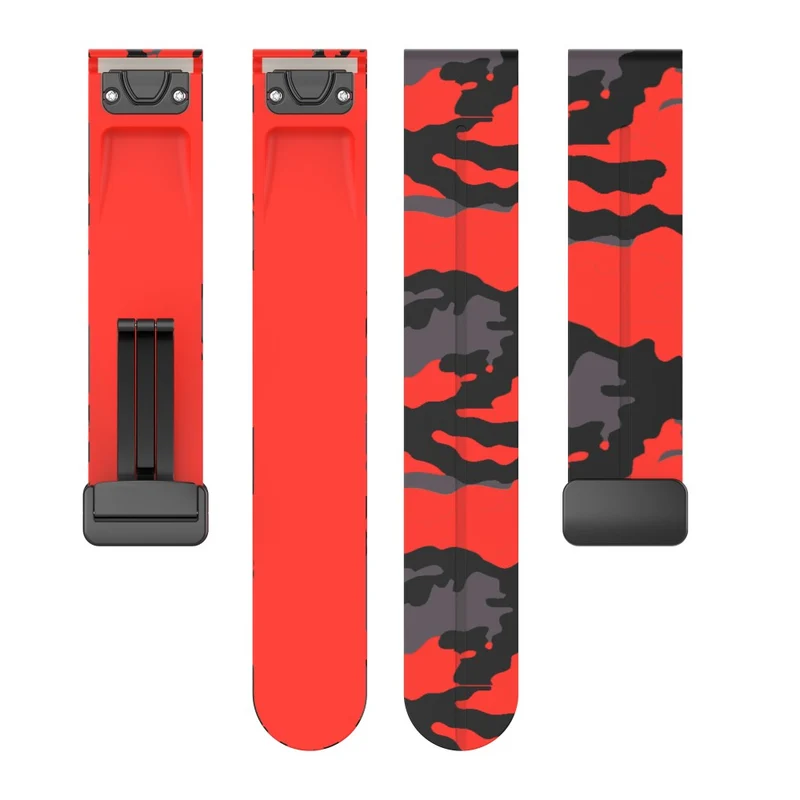 Garmin 26mm Quickfit Universal Black Buckle Watch Band Flexible Strap - Camo Blue