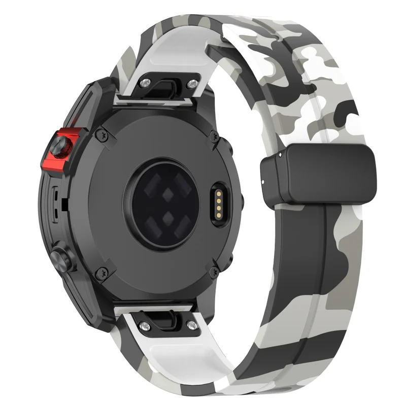 Garmin 26mm Quickfit Universal Black Buckle Watch Band Flexible Strap - Camo Blue