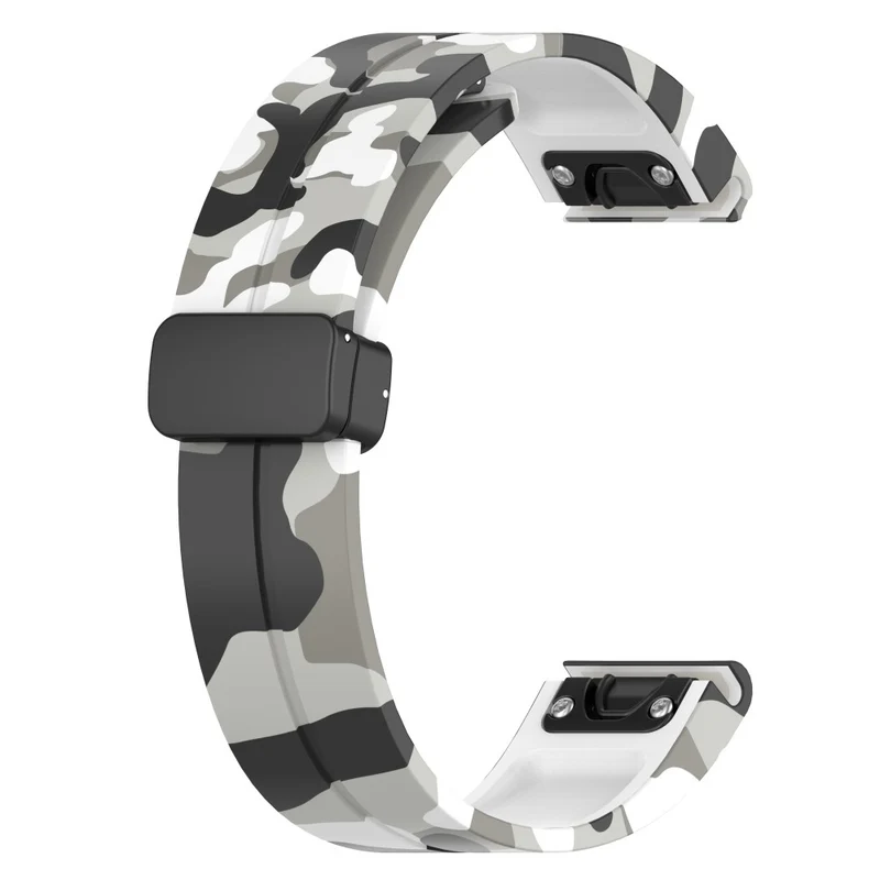 Garmin 26mm Quickfit Universal Black Buckle Watch Band Flexible Strap - Camo Blue
