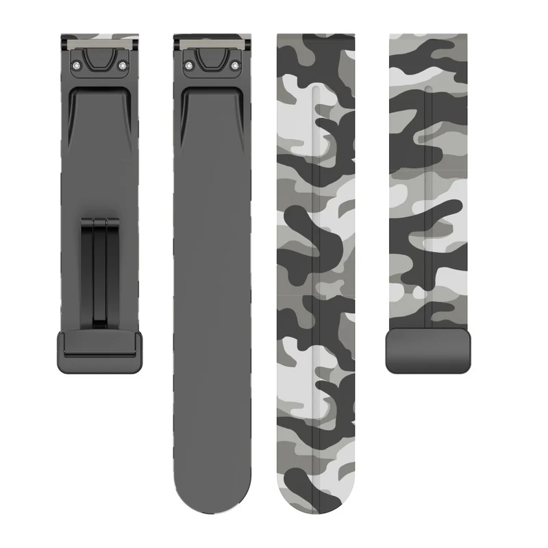 Garmin 26mm Quickfit Universal Black Buckle Watch Band Flexible Strap - Camo Blue