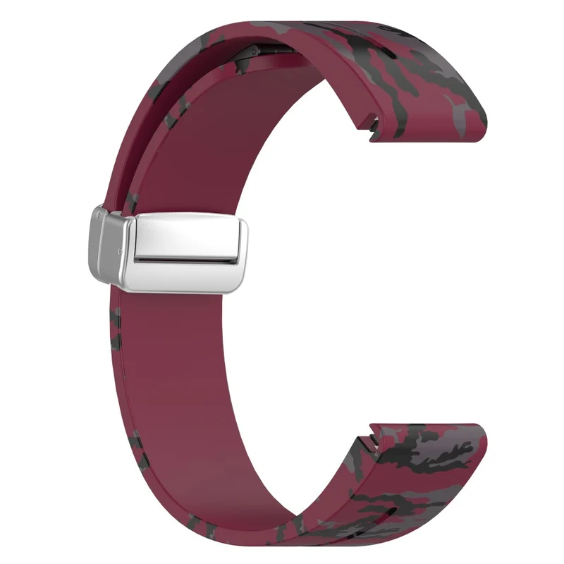 Garmin 26mm Quickfit Universal Flexible Watch Band Silver Buckle Wrist Strap - Camo Wine Red