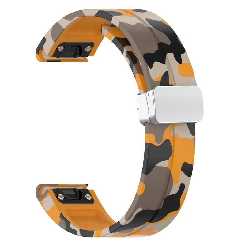 Garmin 26mm Quickfit Universal Flexible Watch Band Silver Buckle Wrist Strap - Camo Wine Red