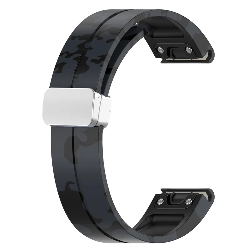 Garmin 26mm Quickfit Universal Flexible Watch Band Silver Buckle Wrist Strap - Camo Wine Red