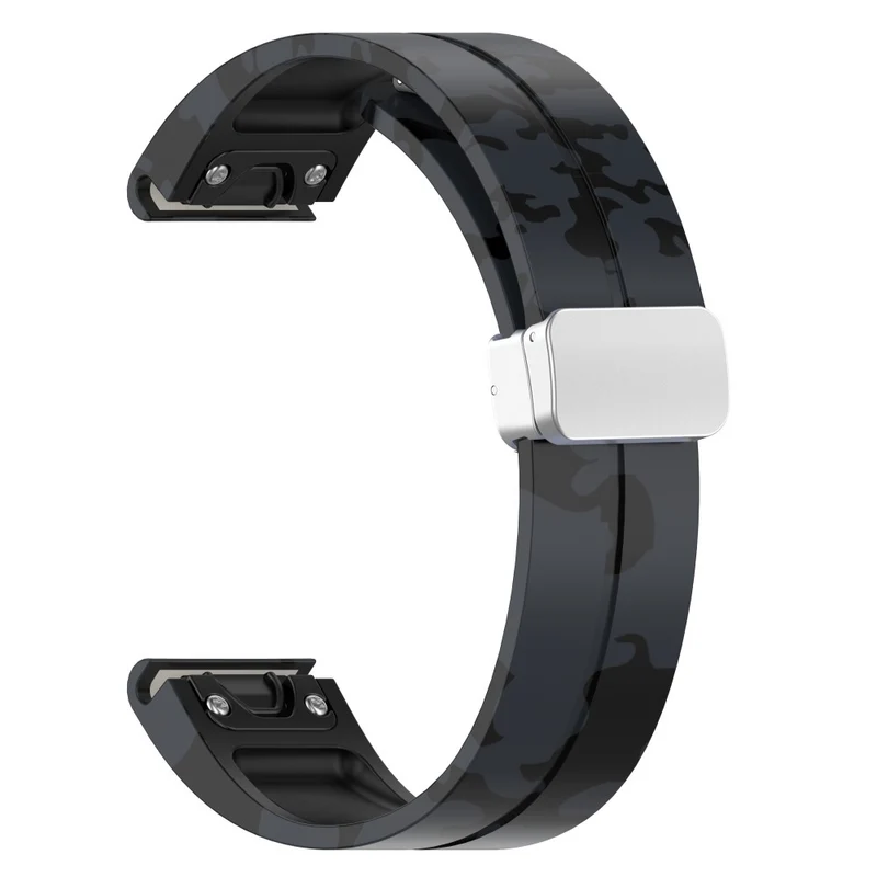 Garmin 26mm Quickfit Universal Flexible Watch Band Silver Buckle Wrist Strap - Camo Wine Red