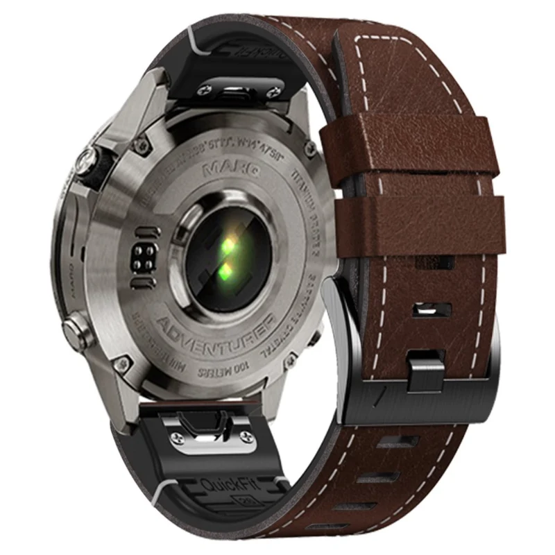 Garmin 26mm Quickfit Universal Watch Strap Leather Coated Flexible Wrist Band - Coffee