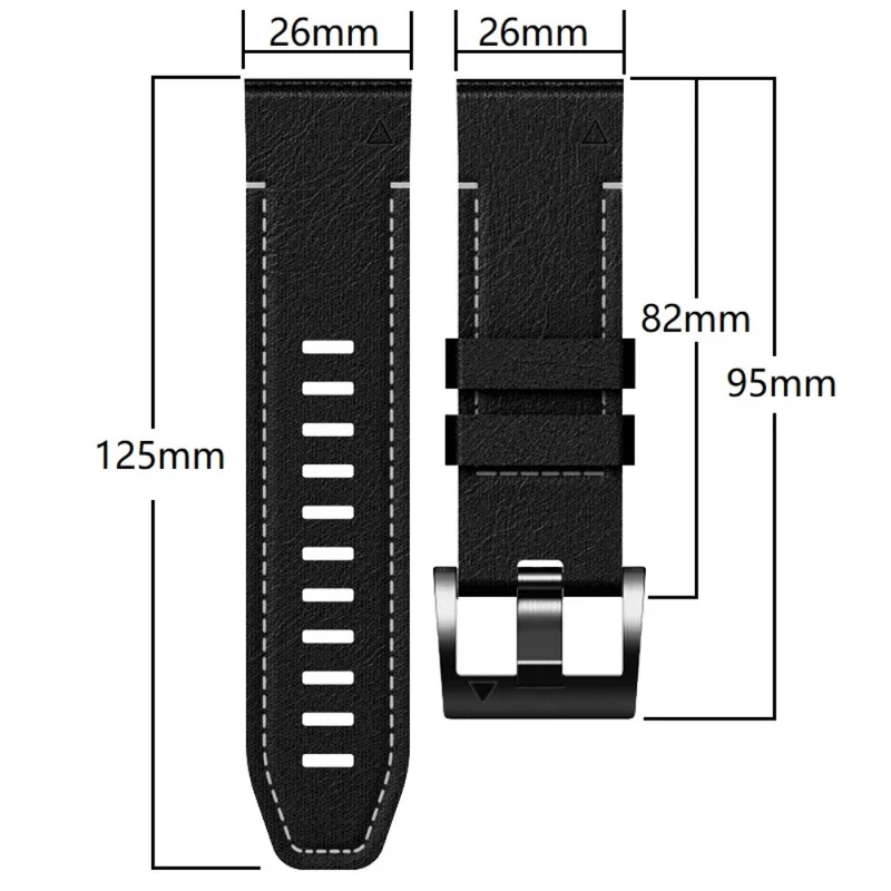 Garmin 26mm Quickfit Universal Watch Strap Leather Coated Flexible Wrist Band - Coffee