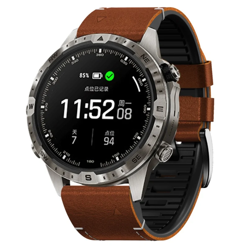 Garmin 26mm Quickfit Universal Watch Strap Leather Coated Flexible Wrist Band - Coffee