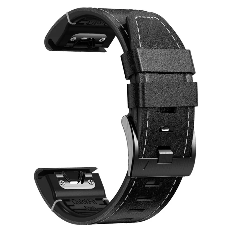 Garmin 26mm Quickfit Universal Watch Strap Leather Coated Flexible Wrist Band - Coffee