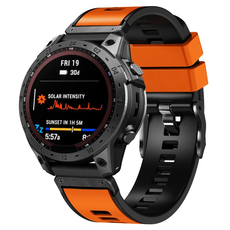 KALEBOL KLB-SSGJ-001 Garmin Fenix 7X / 7X Pro Silicone Watch Band 26mm Strap Dual Color - Orange+Black