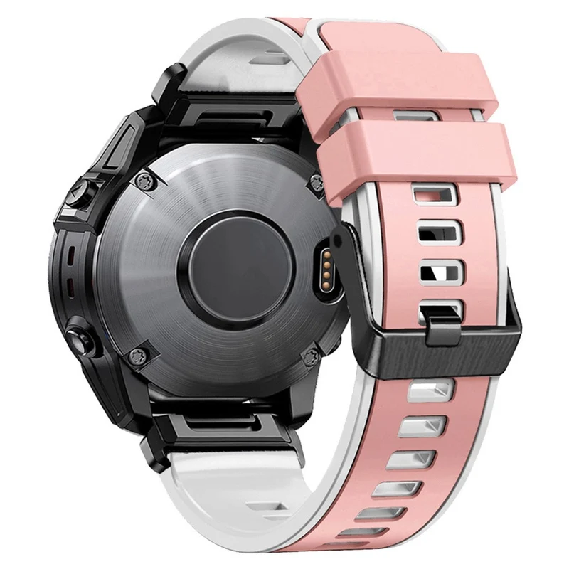 KALEBOL KLB-SSGJ-001 Garmin Fenix 7X / 7X Pro Silicone Watch Band 26mm Strap Dual Color - Orange+Black