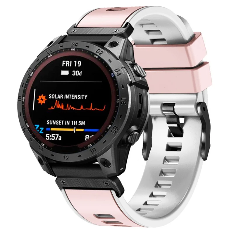 KALEBOL KLB-SSGJ-001 Garmin Fenix 7X / 7X Pro Silicone Watch Band 26mm Strap Dual Color - Orange+Black