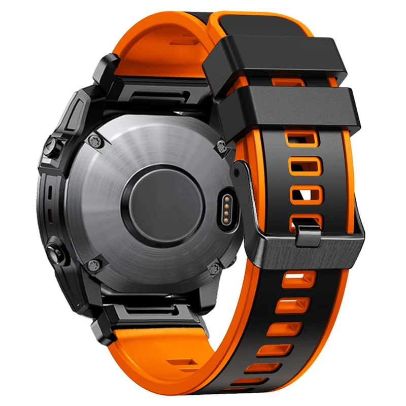 KALEBOL KLB-SSGJ-001 Garmin Fenix 7X / 7X Pro Silicone Watch Band 26mm Strap Dual Color - Orange+Black