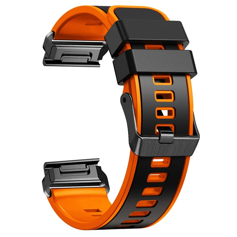 KALEBOL KLB-SSGJ-001 Garmin Fenix 7X / 7X Pro Silicone Watch Band 26mm Strap Dual Color - Orange+Black