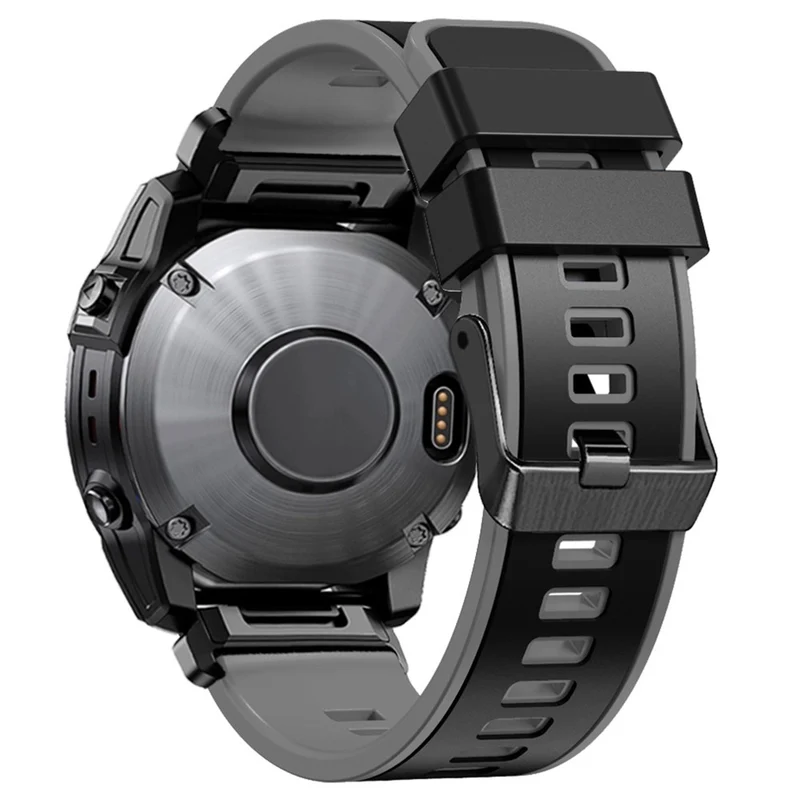 KALEBOL KLB-SSGJ-001 Garmin Fenix 7X / 7X Pro Silicone Watch Band 26mm Strap Dual Color - Orange+Black