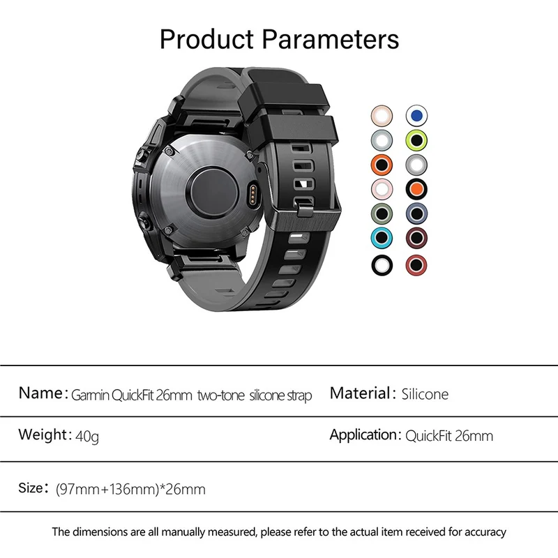 KALEBOL KLB-SSGJ-001 Garmin Fenix 7X / 7X Pro Silicone Watch Band 26mm Strap Dual Color - Orange+Black