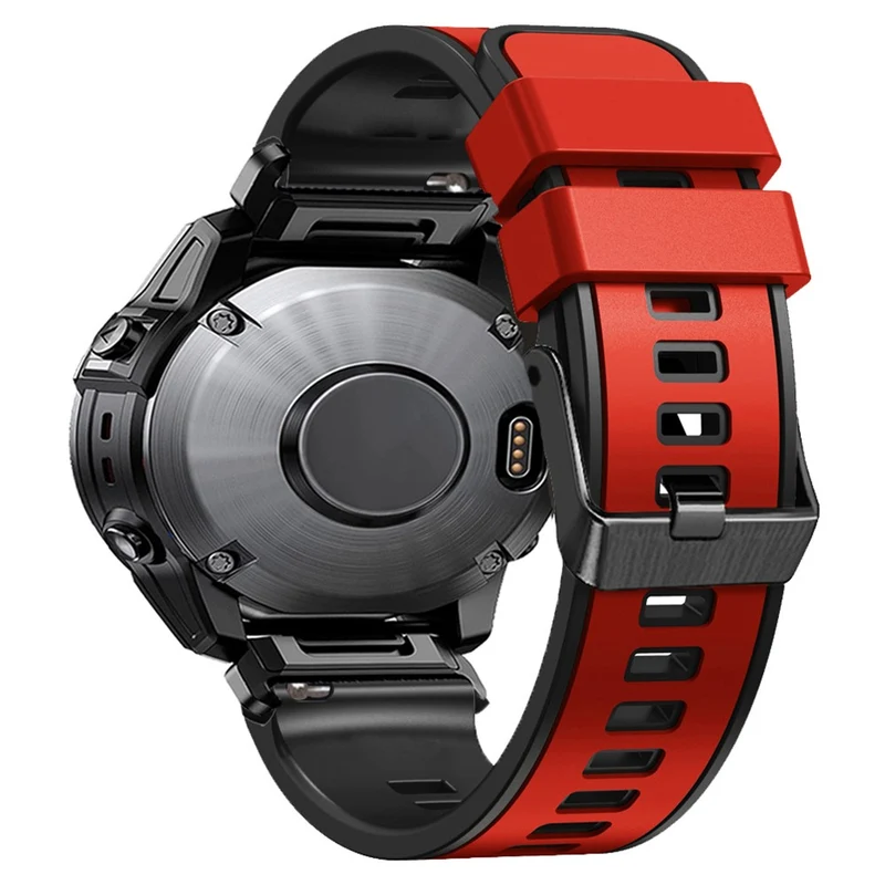 KALEBOL KLB-SSGJ-001 Garmin Fenix 7X / 7X Pro Silicone Watch Band 26mm Strap Dual Color - Orange+Black