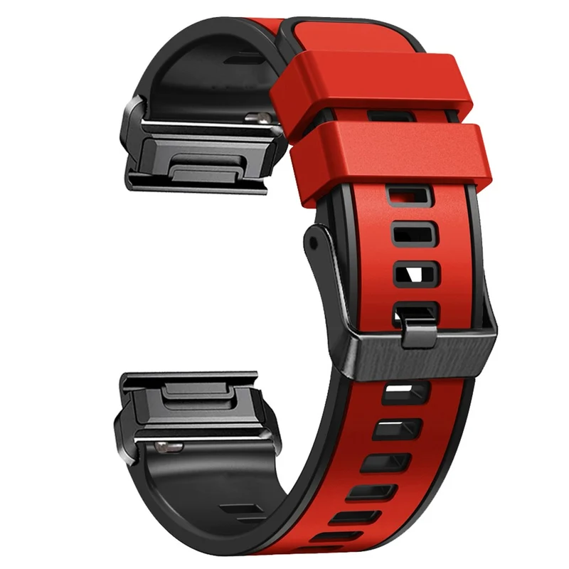 KALEBOL KLB-SSGJ-001 Garmin Fenix 7X / 7X Pro Silicone Watch Band 26mm Strap Dual Color - Orange+Black