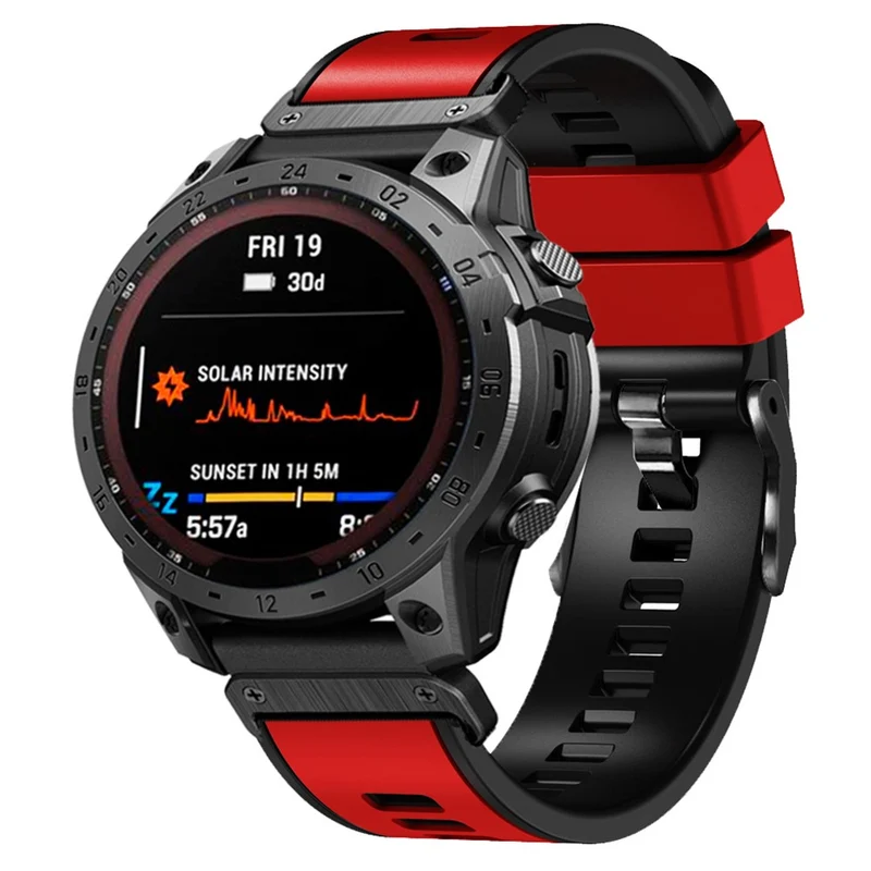 KALEBOL KLB-SSGJ-001 Garmin Fenix 7X / 7X Pro Silicone Watch Band 26mm Strap Dual Color - Orange+Black