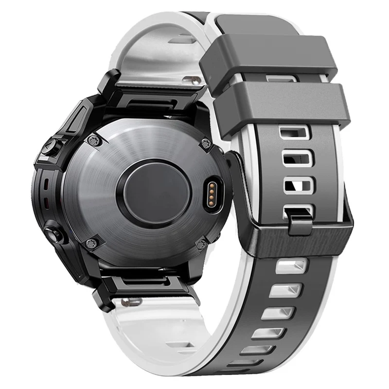 KALEBOL KLB-SSGJ-001 Garmin Fenix 7X / 7X Pro Silicone Watch Band 26mm Strap Dual Color - Orange+Black